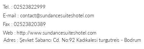 Sundance Suites Hotel telefon numaralar, faks, e-mail, posta adresi ve iletiim bilgileri